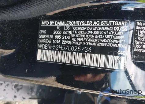 2007 Mercedes-Benz C 230 Sport from USA, damaged, VIN WDBRF52H57E025736